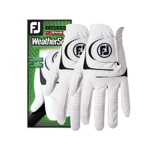 FootJoy Men's WeatherSof 2-Pack Golf Glove White Cadet Large, Worn on
