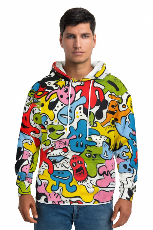 Sweatshirt with Cap For Men & Women-Multicolor (Size-2XL)